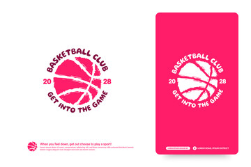 Basketball club logo design template, Basketball tournaments logotype concept. Basketballl team identity isolated on white Background, Abstract sport symbol design vector illustrations