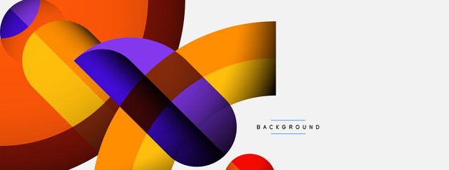 Geometric abstract background. Round shapes, circles, lines composition for wallpaper banner background or landing page