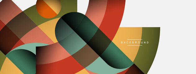 Geometric abstract background. Round shapes, circles, lines composition for wallpaper banner background or landing page