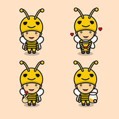 cute honey bee costume boy cartoon