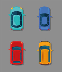 Fototapeta premium cars vehicles four airview icons