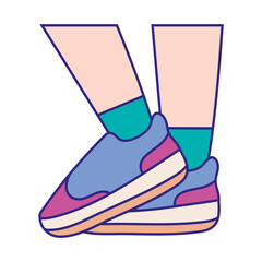 purple and blue sneakers