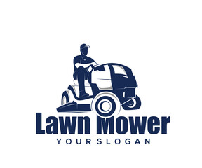 lawn mower logo design vector