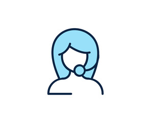 Online support flat icon. Thin line signs for design logo, visit card, etc. Single high-quality outline symbol for web design or mobile app. Marketing outline pictogram.