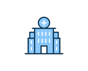 Hospital flat icon. Thin line signs for design logo, visit card, etc. Single high-quality outline symbol for web design or mobile app. Medical outline pictogram.