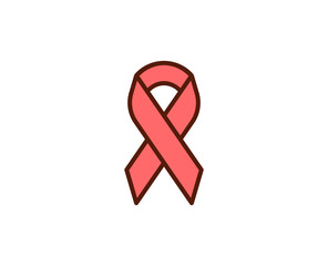 Cancer ribbon flat icon. Thin line signs for design logo, visit card, etc. Single high-quality outline symbol for web design or mobile app. Medical outline pictogram.