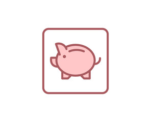 Money pig flat icon.