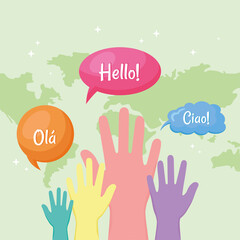 Obraz premium hands and global hello