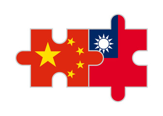 puzzle pieces of china and taiwan flags. vector illustration isolated on white background