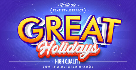 Editable text style effect - Great Holidays text style theme.