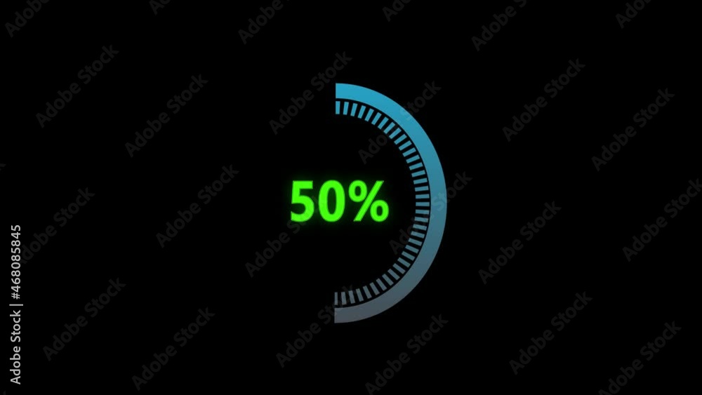 Poster circular percentage progress bar on transparent background. blue dotted loading circle ring animatio