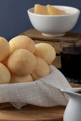 Brazilian cheese bread (pão de queijo), selective focus.