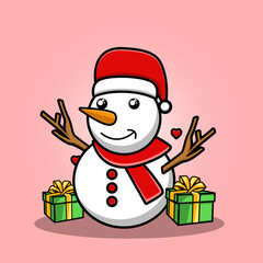 snowman with gift