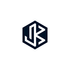 Letter JK, KJ logo design vector graphic