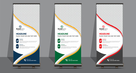 Creative Business Roll Up Signage Banner Template Design.