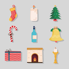 nine merry christmas icons