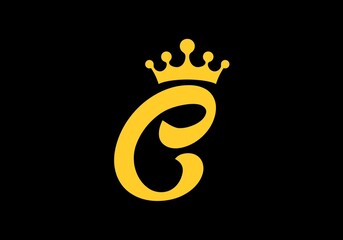 Colorful of letter C with crown