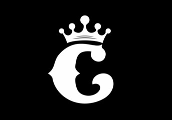 Colorful of letter C with crown
