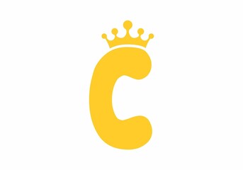 Colorful of letter C with crown