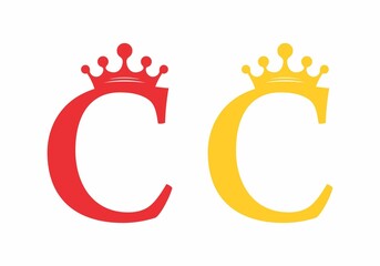 Colorful of letter C with crown