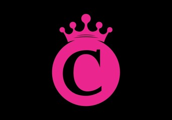 Colorful of letter C with crown