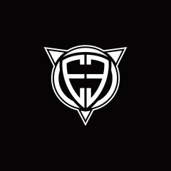 EE Logo monogram isolated with circle shape and three arrow design template