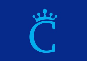Colorful of letter C with crown
