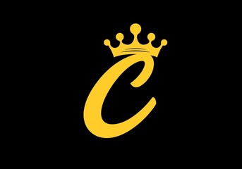 Colorful of letter C with crown