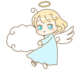 天使と雲型の吹き出し