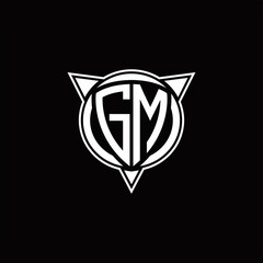 GM Logo monogram isolated with circle shape and three arrow design template