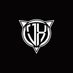 JX Logo monogram isolated with circle shape and three arrow design template