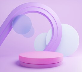 Purple podium on Purple background,geometry podium shape for display product, 3d rendering.

