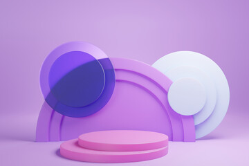Obraz premium Purple podium on Purple background,geometry podium shape for display product, 3d rendering. 