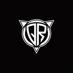 QR Logo monogram isolated with circle shape and three arrow design template