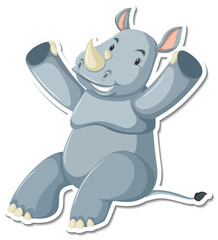 Happy rhinoceros cartoon character sticker