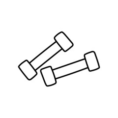 Dumbbells. Sport equipment line sketch. Hand drawn doodle outline icon. Vector black and white freehand fitness illustration
