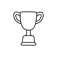 Sports cup line sketch. Hand drawn doodle outline icon. Vector black and white freehand fitness illustration