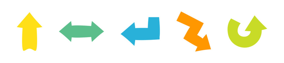 Set of colorful vector arrows in flat design style.