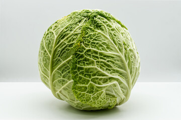 Obraz premium Green Savoy Cabbage isolated on white background. Vegetarian fresh healthy food