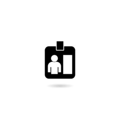 Id card icon with shadow isolated on white background
