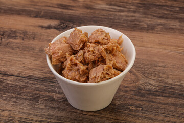 Canned tuna fillet for salad