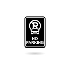 No parking icon. Prohibited parking area warning sign with shadow