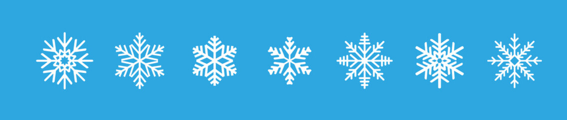 美しい雪の結晶のセット。クリスマスの素材。