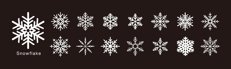 美しい雪の結晶のセット。クリスマスの素材。 - obrazy, fototapety, plakaty