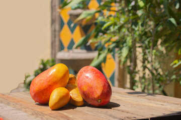 Fototapeta na wymiar Tropical fruit with juicy sweet and sour pulp Mango