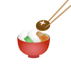 お正月料理のお雑煮盛り付けイラスト