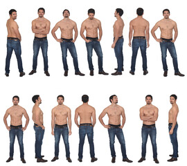 Obraz premium large group of same man shirtless on white background