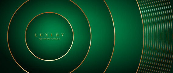 Luxury Green background vector. Abstract emerald and golden lines background with glow effect. Modern style wallpaper for poster, ads, sale banner, business presentation and packaging design. - obrazy, fototapety, plakaty