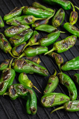Grilled green pepper. Pimientos de padron, Spanish tapas