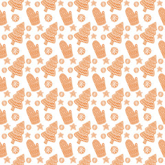 new Year s pattern of gingerbread figures. Vector illustration